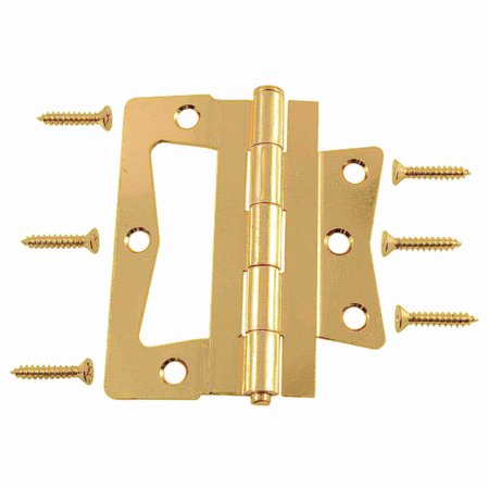 MIDWEST FASTENER 4" Brass Plated Steel Non-Mortise Hinges 37363